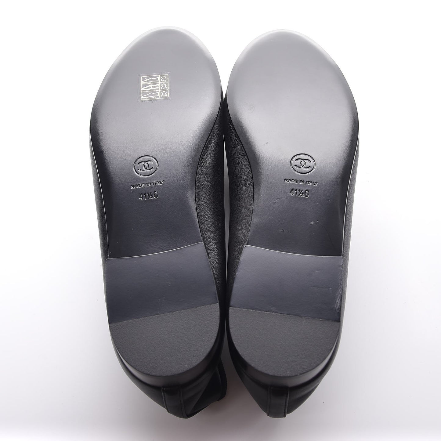 Lambskin Patent CC Cap Toe Ballerina Flats 41.5 Black