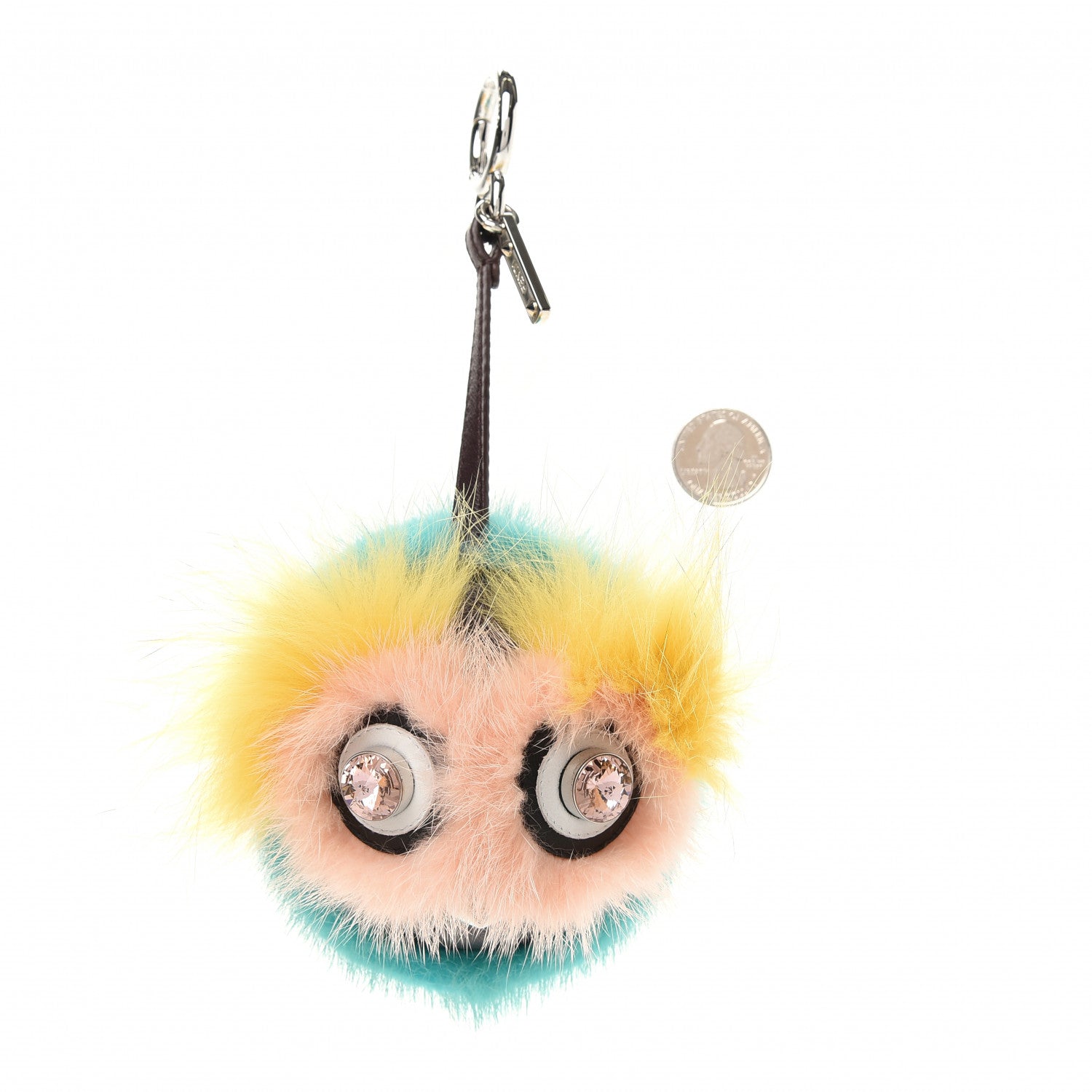 Fendi Shiny Nappa Mink Fox Fur Crystal QuTweet Dazzling Bag Bug Charm Bordeaux Seashell Multicolor 2 of 6