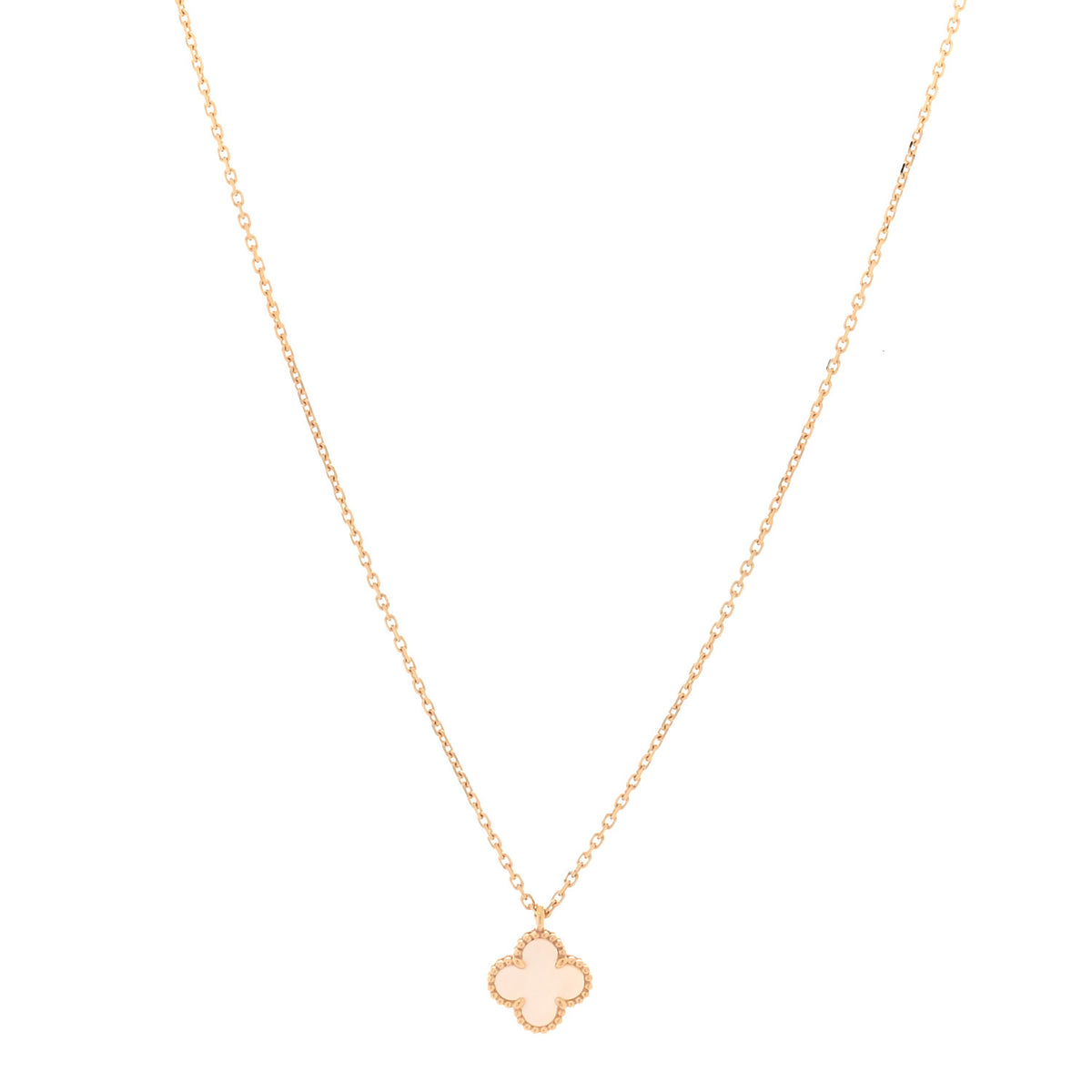 Van Cleef & Arpels 18K Yellow Gold Mother of Pearl Sweet Alhambra Pendant Necklace 1 of 6