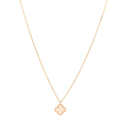 Van Cleef & Arpels 18K Yellow Gold Mother of Pearl Sweet Alhambra Pendant Necklace 1 of 6