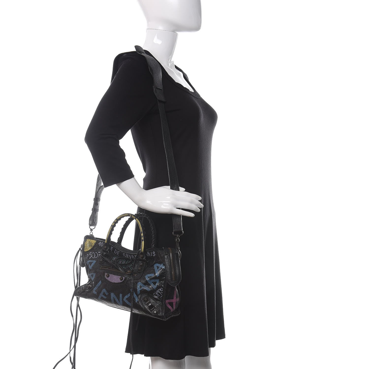 Balenciaga Agneau Graffiti All Over Classic Hardware S City Black Multicolor 2 of 9