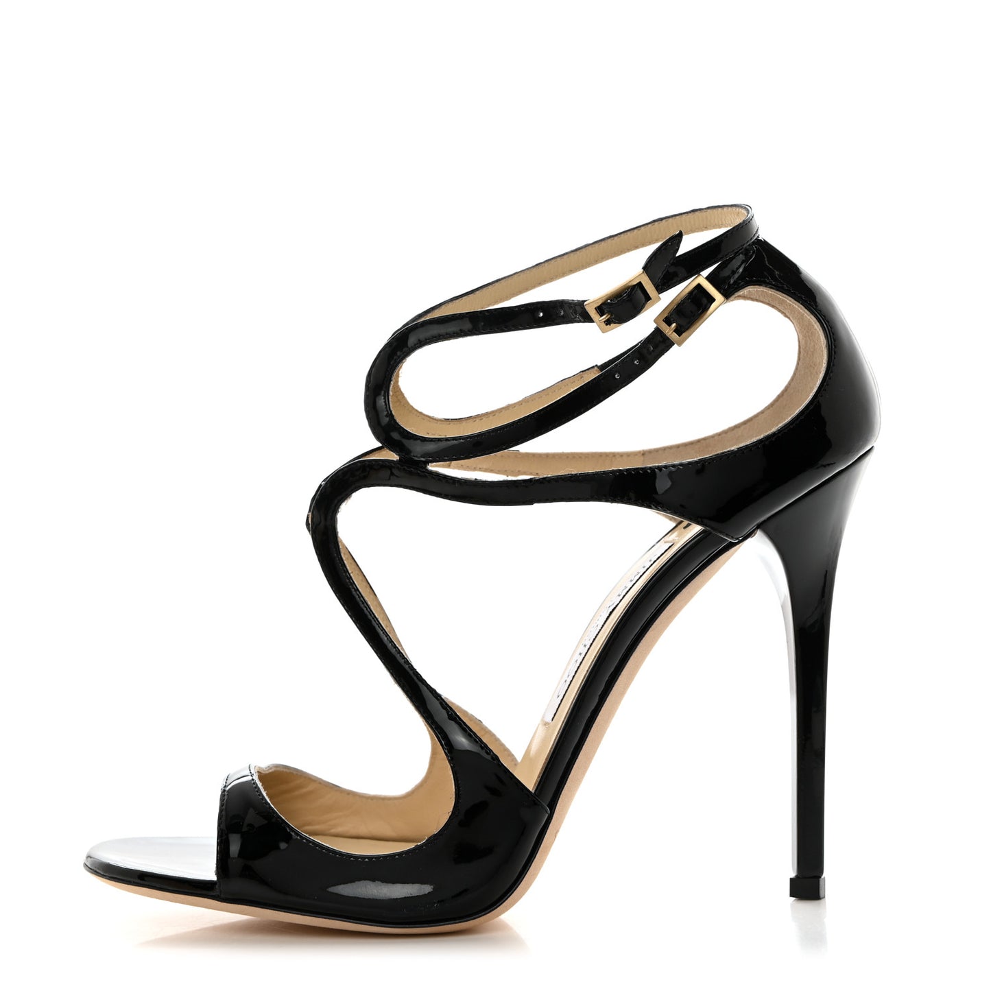 Patent Calfskin Lance Sandals 40.5 Black