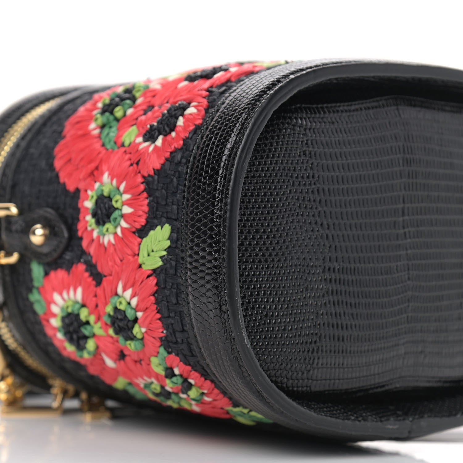 Dolce & Gabbana Raffia Snakeskin Vanity Case Black Multicolor 7 of 11