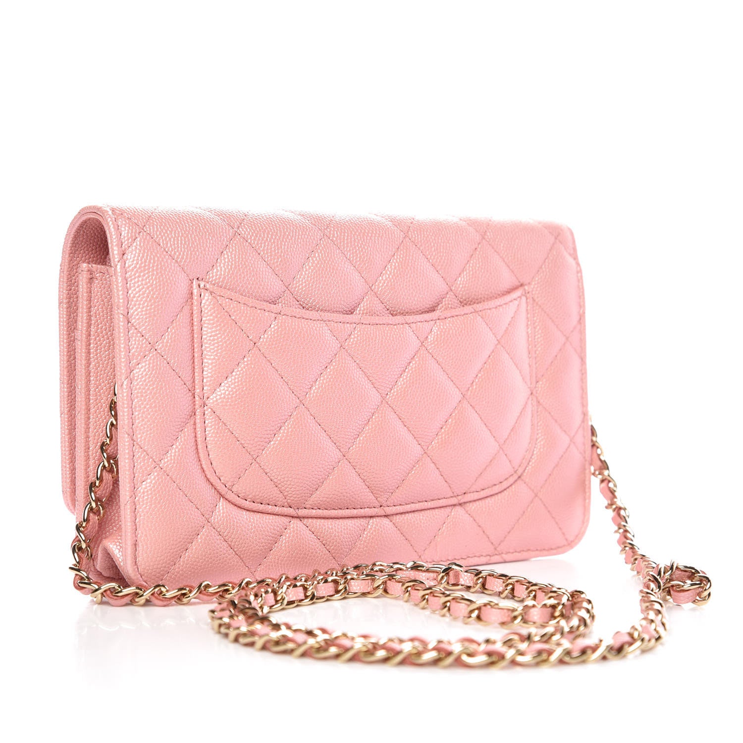 Chanel Iridescent Caviar Quilted Wallet on Chain WOC Rose Pink 3 of 9