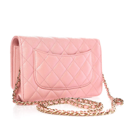 Chanel Iridescent Caviar Quilted Wallet on Chain WOC Rose Pink 3 of 9
