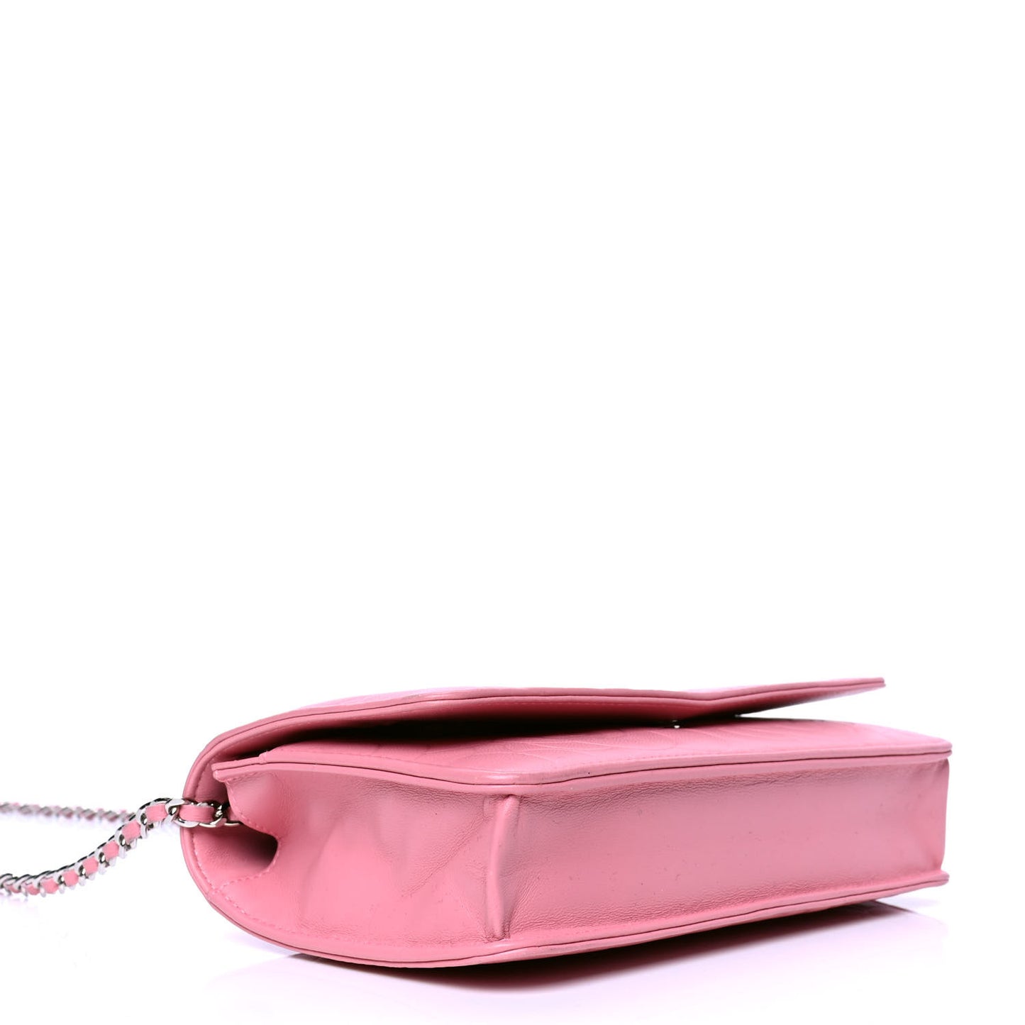 Lambskin Camellia Embossed Wallet On Chain WOC Pink