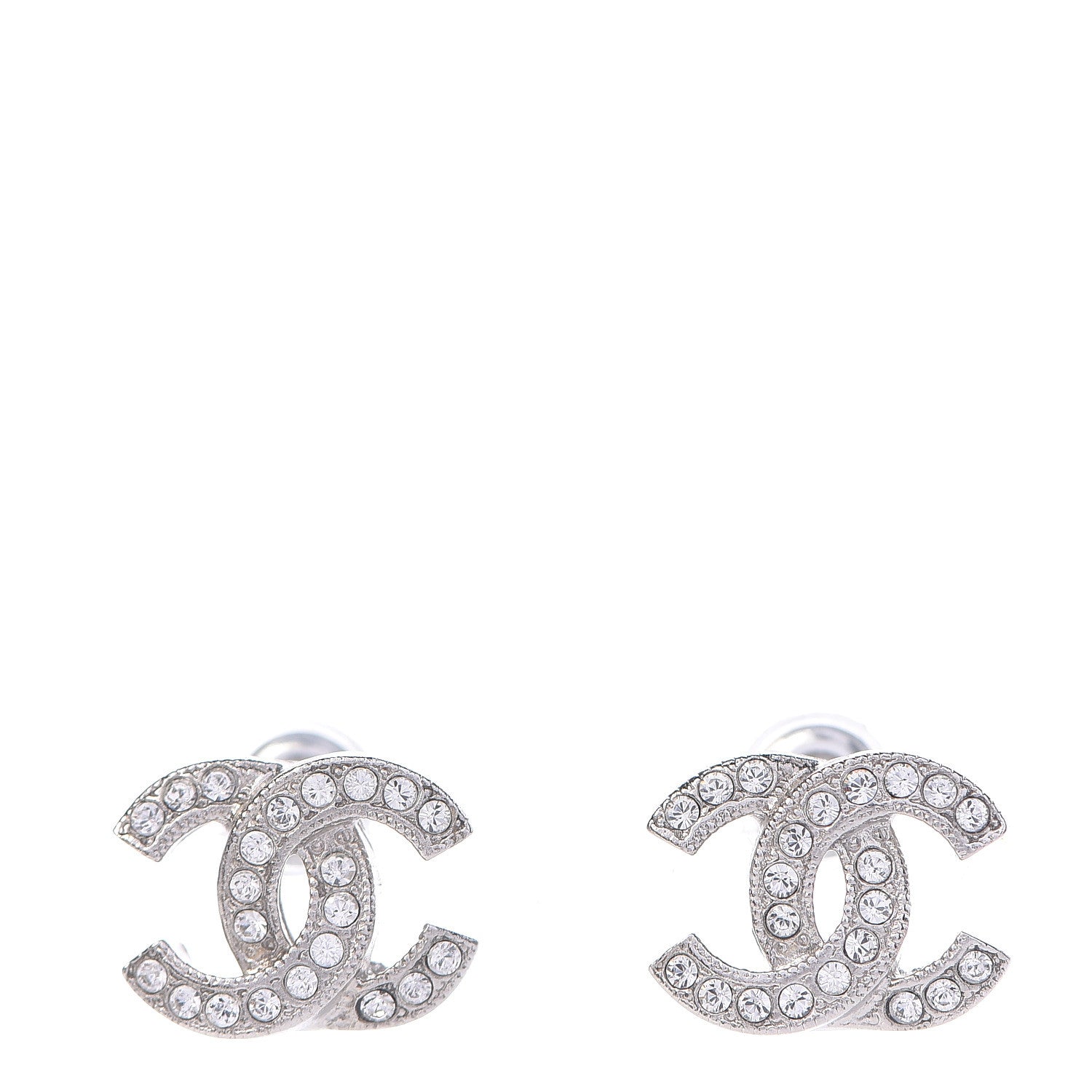 Chanel Crystal Mini Timeless CC Earrings Silver 1 of 4