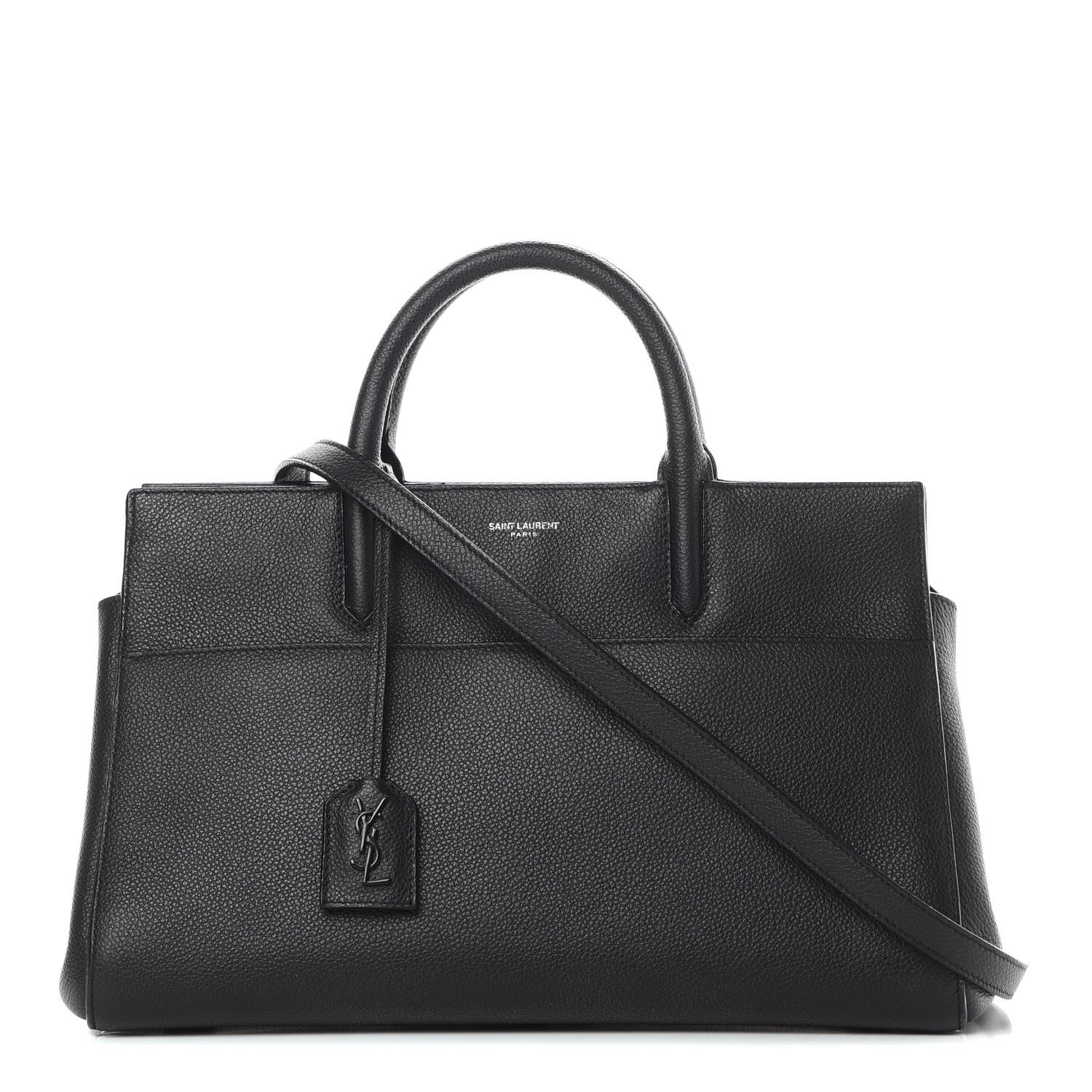 Saint Laurent Grained Calfskin Small Cabas Rive Gauche Black 1 of 14