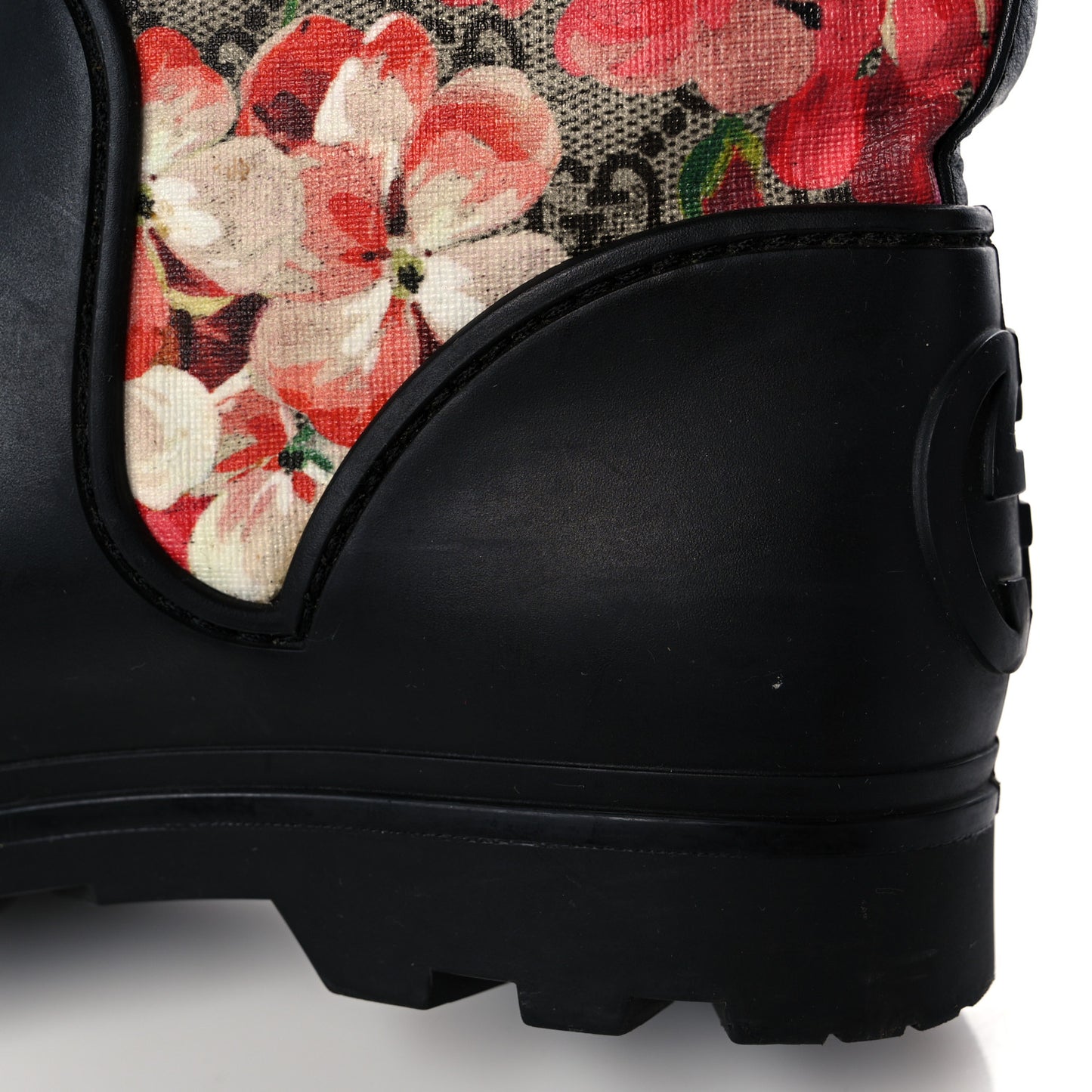 GG Supreme Monogram Blooms Flat Rubber Boots 37 Beige Multicolor