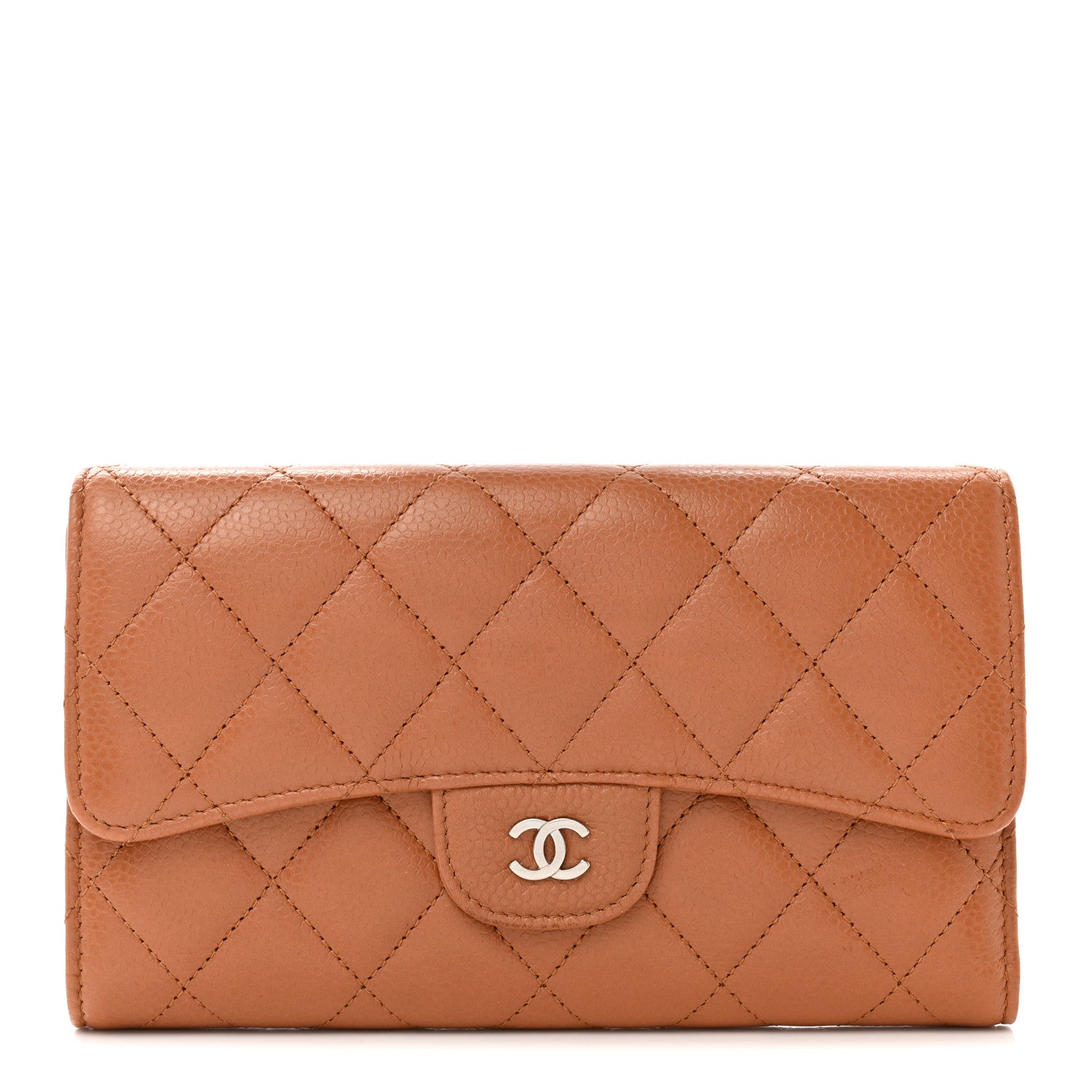 Chanel Caviar Quilted Large Flap Wallet Light Brown 1 of 10