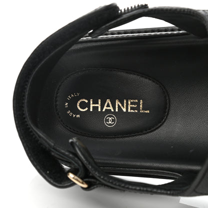 Chanel Grained Calfskin Velcro Dad Sandals 41 Black 8 of 8