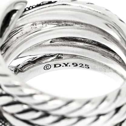 David Yurman Sterling Silver Diamond Hematite Mother of Pearl Doublet Grisaille Crossover Ring 54 7 4 of 4