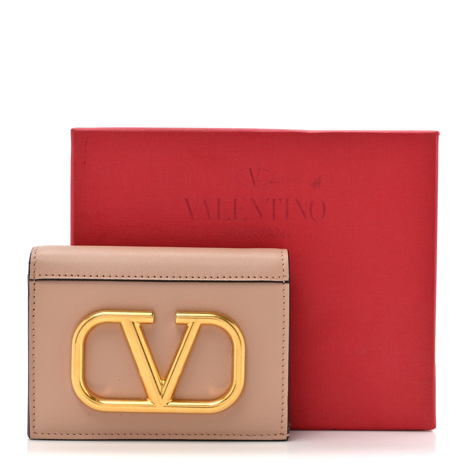 Valentino Garavani Calfskin Vlogo French Flap Wallet Rose Cannelle 13 of 13