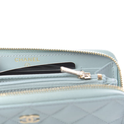 Chanel Caviar Quilted Medium Zip Around Wallet Light Blue 6 of 9