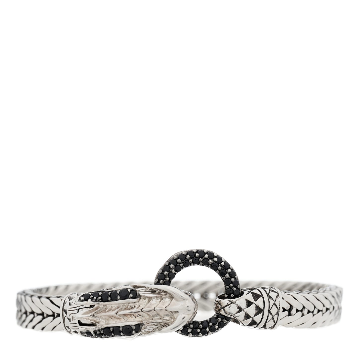 Sterling Silver Black Sapphire Naga Dragon Head Bracelet