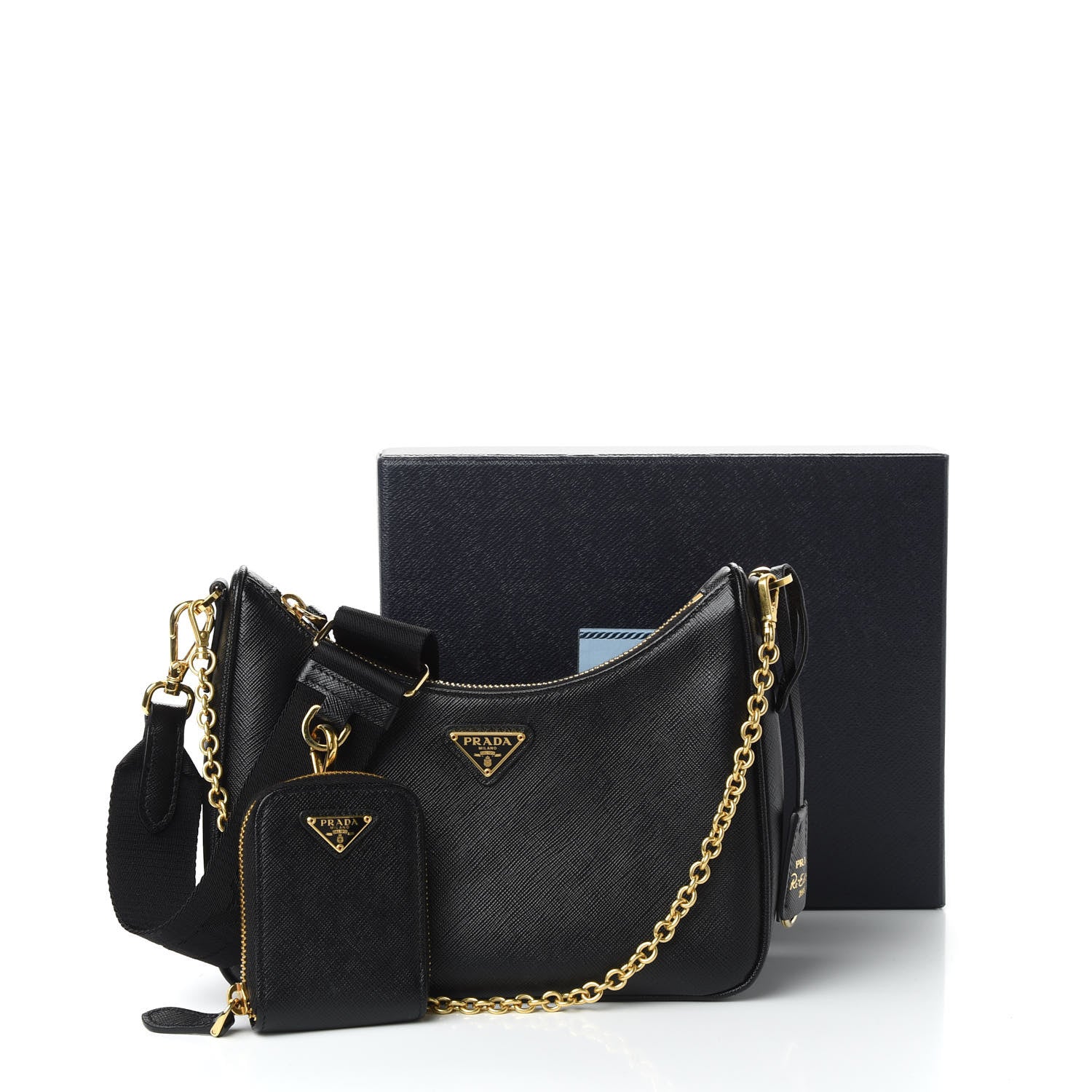 Prada Saffiano Lux Re-Edition 2005 Shoulder Bag Black 10 of 10