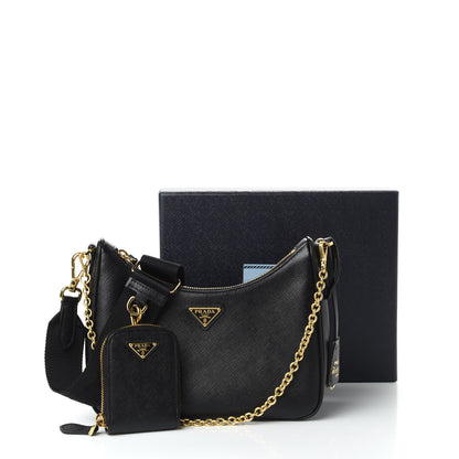 Prada Saffiano Lux Re-Edition 2005 Shoulder Bag Black 10 of 10