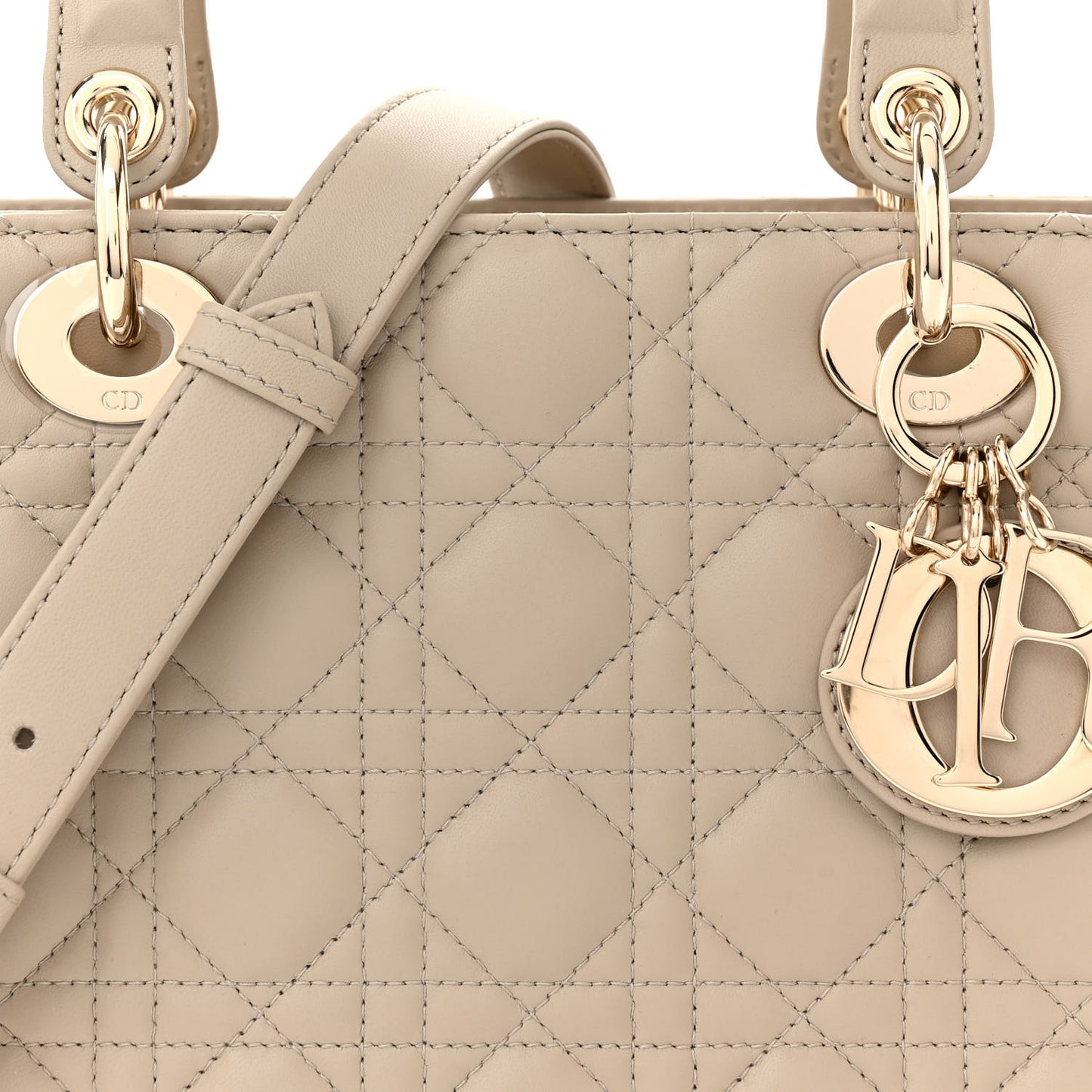 Lambskin Cannage Medium Lady Dior Beige