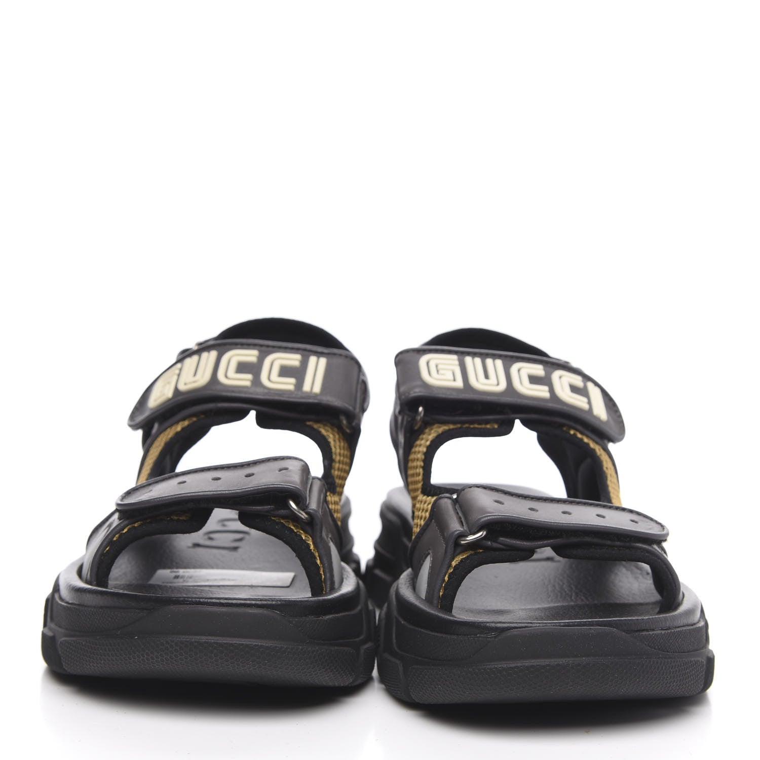 Gucci X SEGA Nappa Mesh Mens Aguru Sandals 9 Loess Black 2 of 10