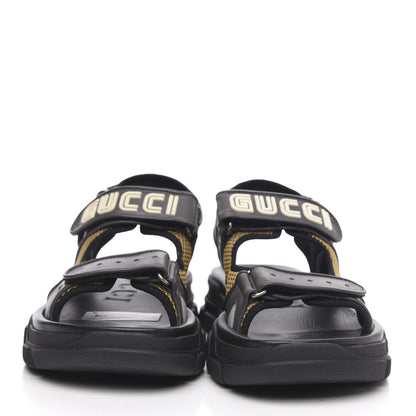 Gucci X SEGA Nappa Mesh Mens Aguru Sandals 9 Loess Black 2 of 10