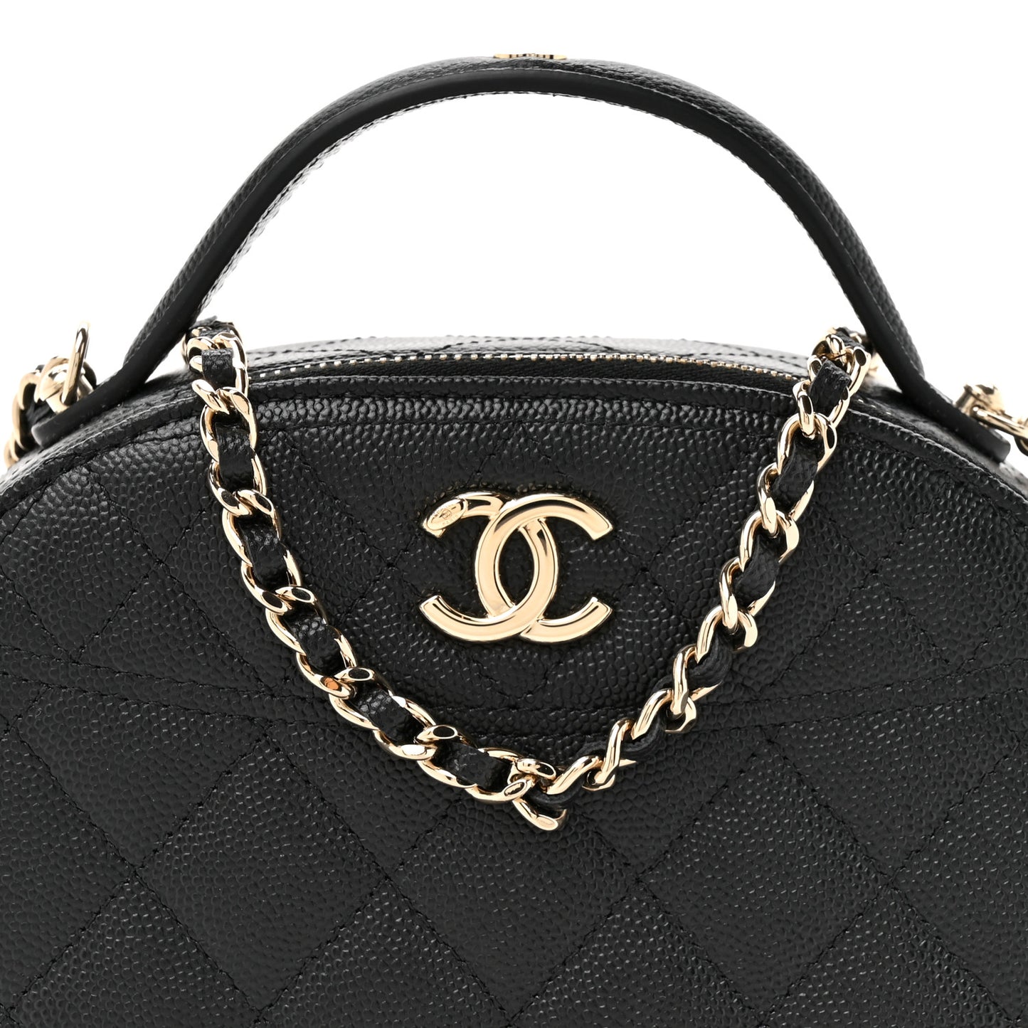Caviar Quilted Top Handle Vanity Case Black