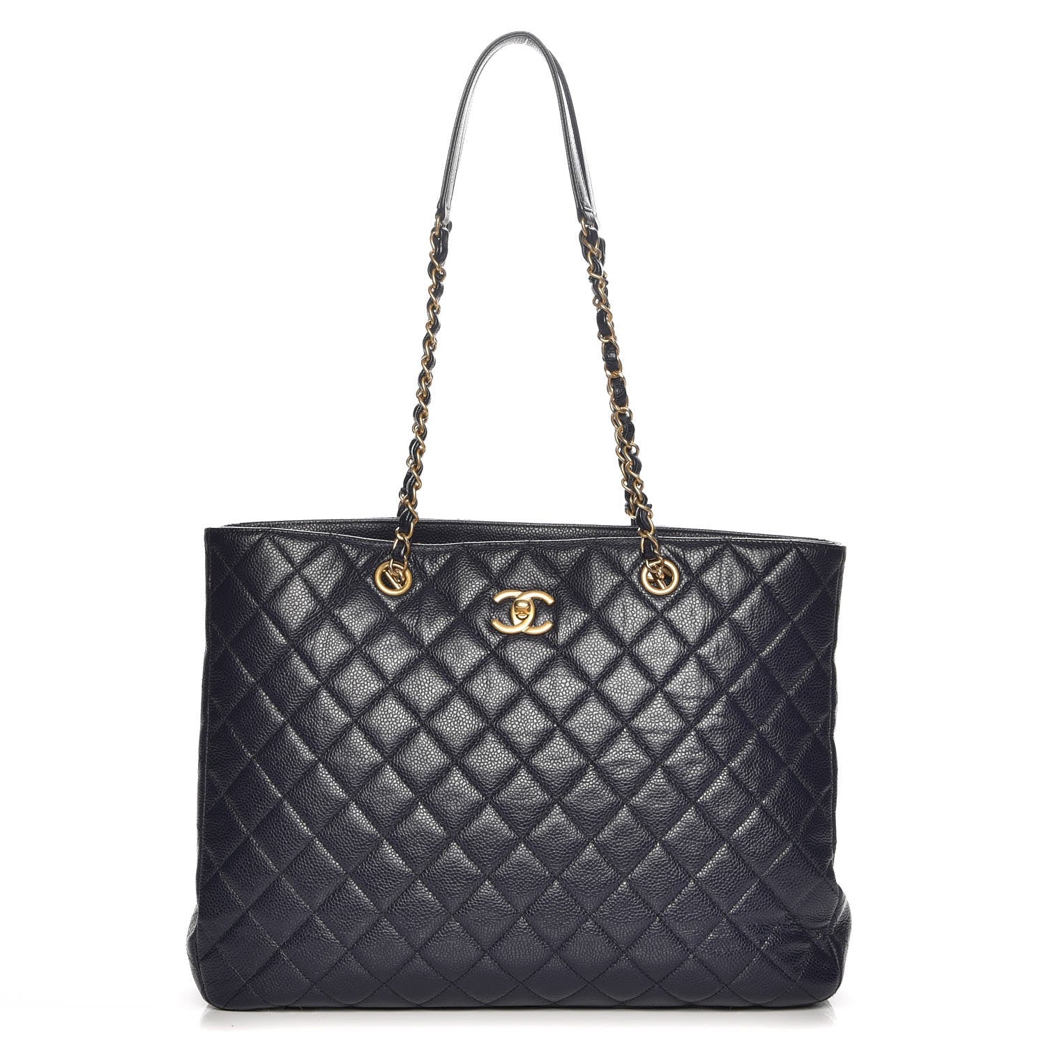 Chanel Caviar Quilted Large Shopping Tote Navy 1 of 10