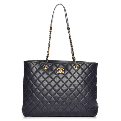 Chanel Caviar Quilted Large Shopping Tote Navy 1 of 10