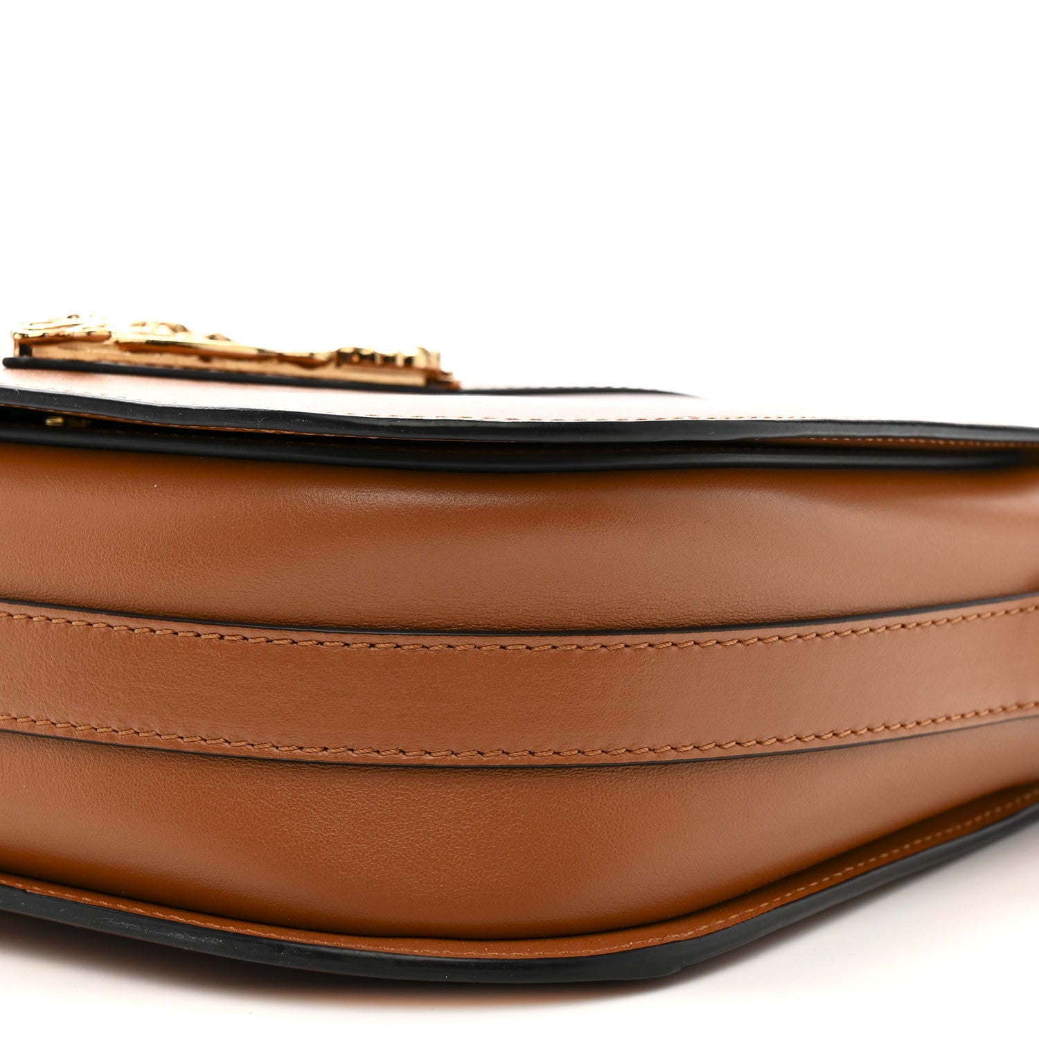 Versace Grained Calfskin Virtus Shoulder Bag Brown 10 of 14