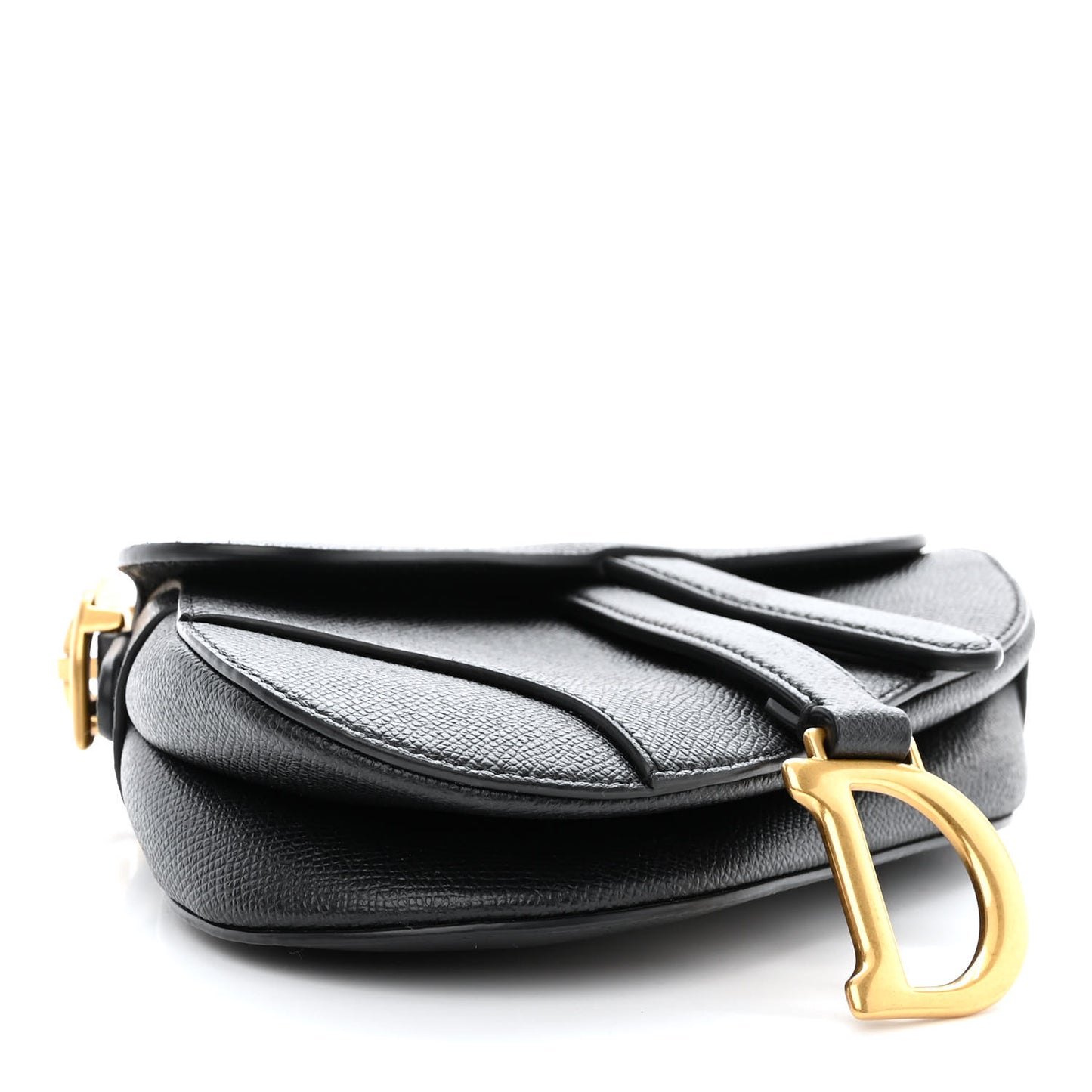 Grained Calfskin Mini Saddle Bag Black
