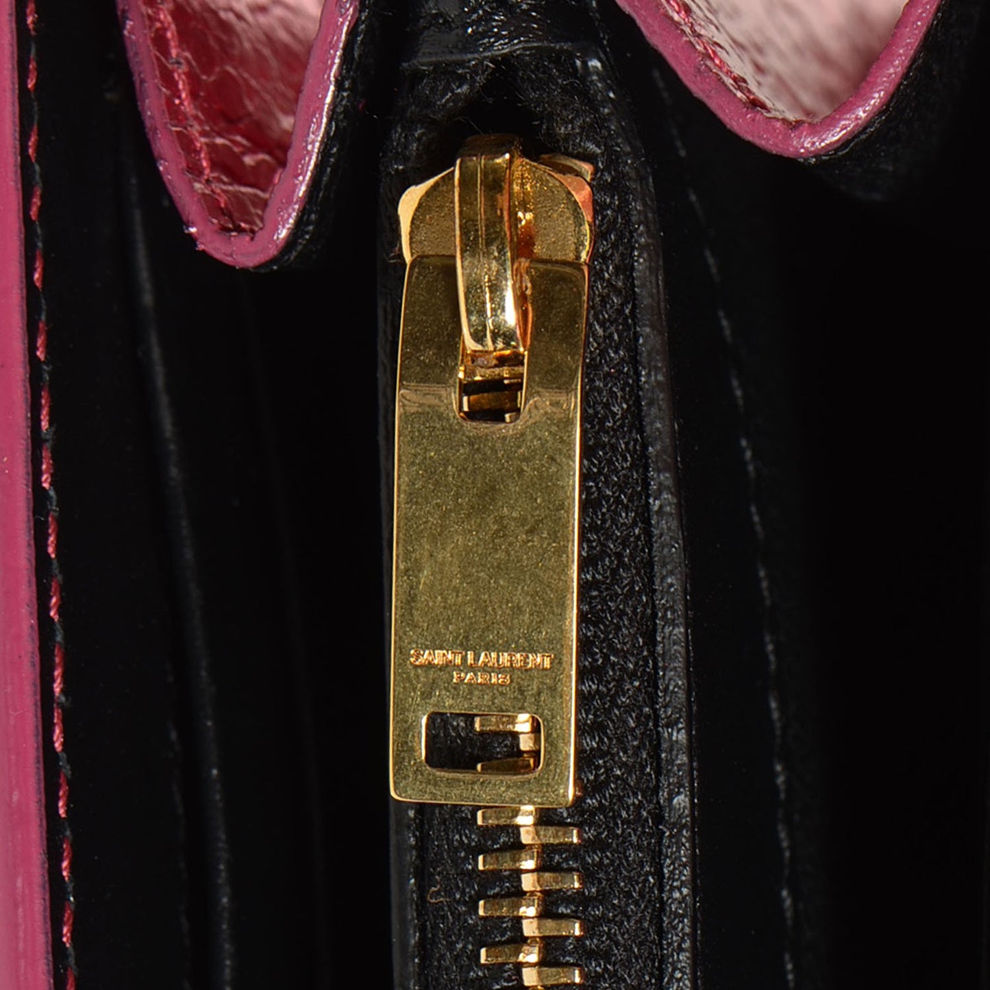 Metallic Crackled Goatskin Wallet on Chain Pink