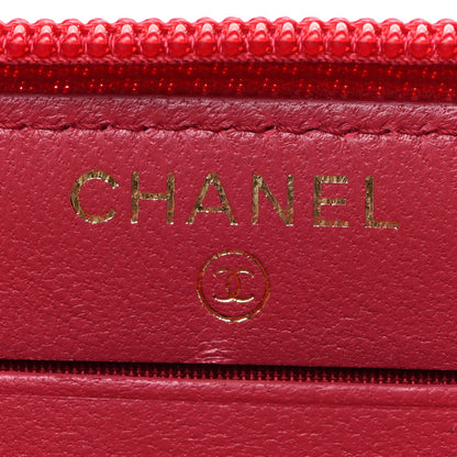 Chanel Lambskin Quilted Small Boy Zip Around Wallet Red 6 of 10