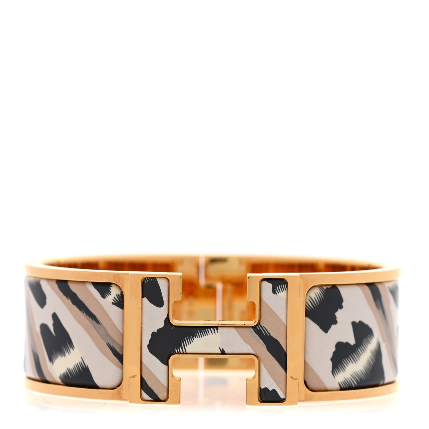 Enamel Printed Wide Le Chat Carre Clic Clac H Bracelet PM Lumière