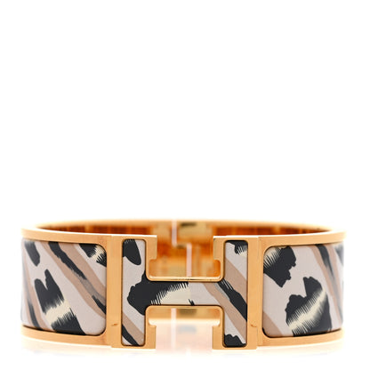 Hermes Enamel Printed Wide Le Chat Carre Clic Clac H Bracelet PM Lumière 1 of 5