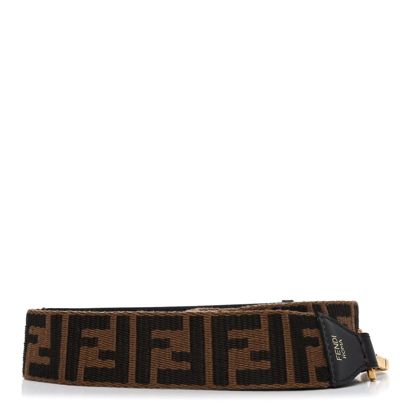 Ribbon Vitello Century FF 1974 Flat Studded Strap You Fango Marrone Ebano