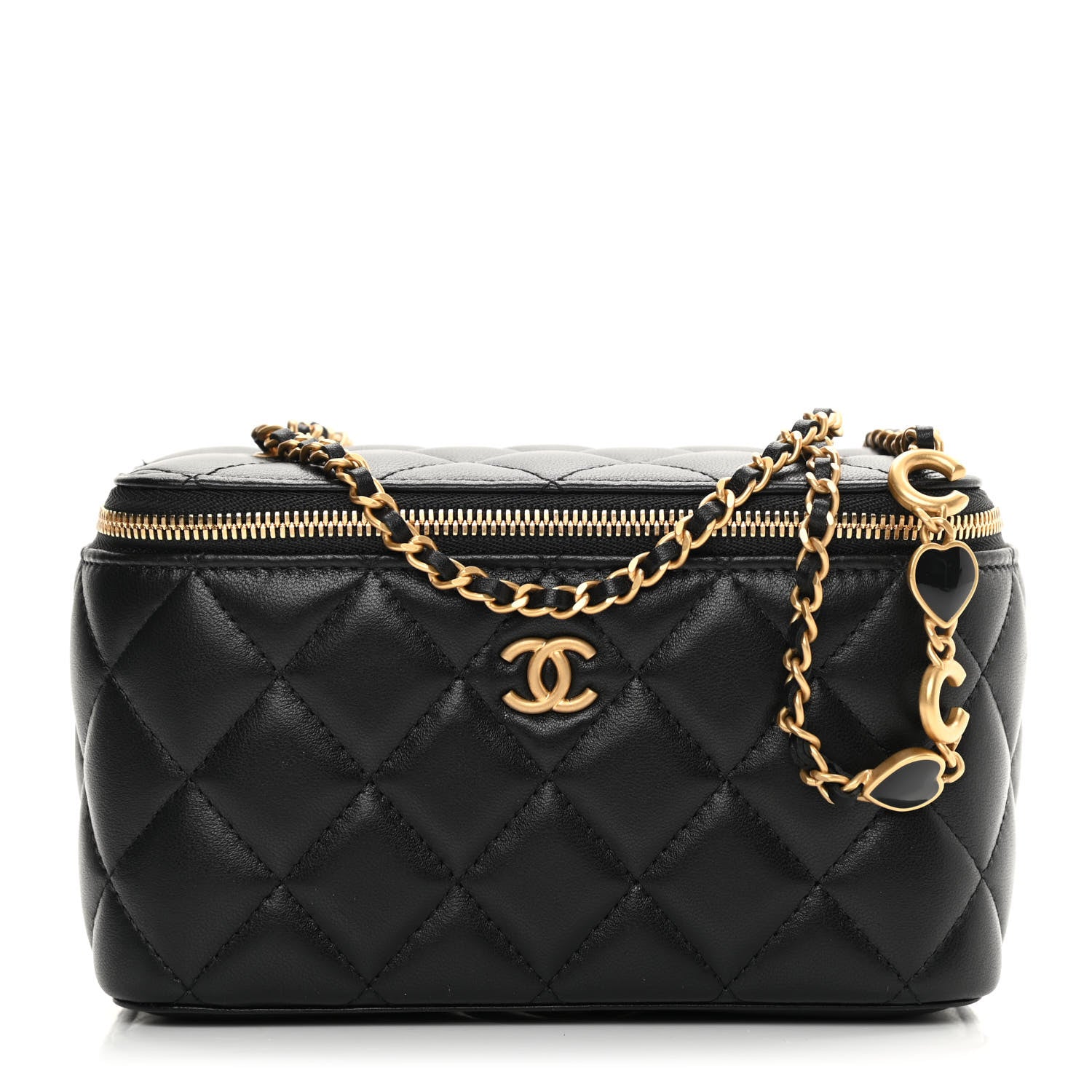 Chanel Lambskin Quilted Small Coco Vanity Case With Chain Black 1 of 12