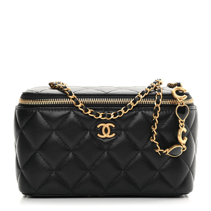 Chanel Lambskin Quilted Small Coco Vanity Case With Chain Black 1 of 12