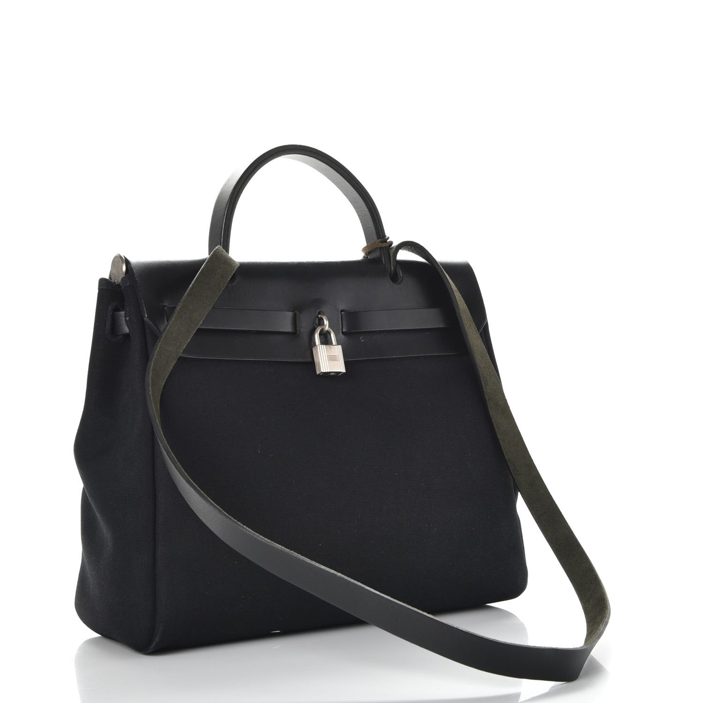 Toile Vache Calfskin Herbag 30 PM Natural Black