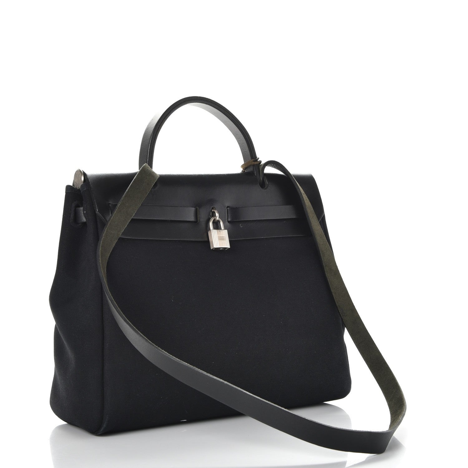 Hermes Toile Vache Calfskin Herbag 30 PM Natural Black 3 of 13