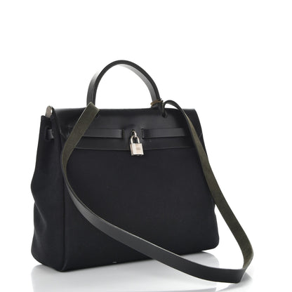 Hermes Toile Vache Calfskin Herbag 30 PM Natural Black 3 of 13