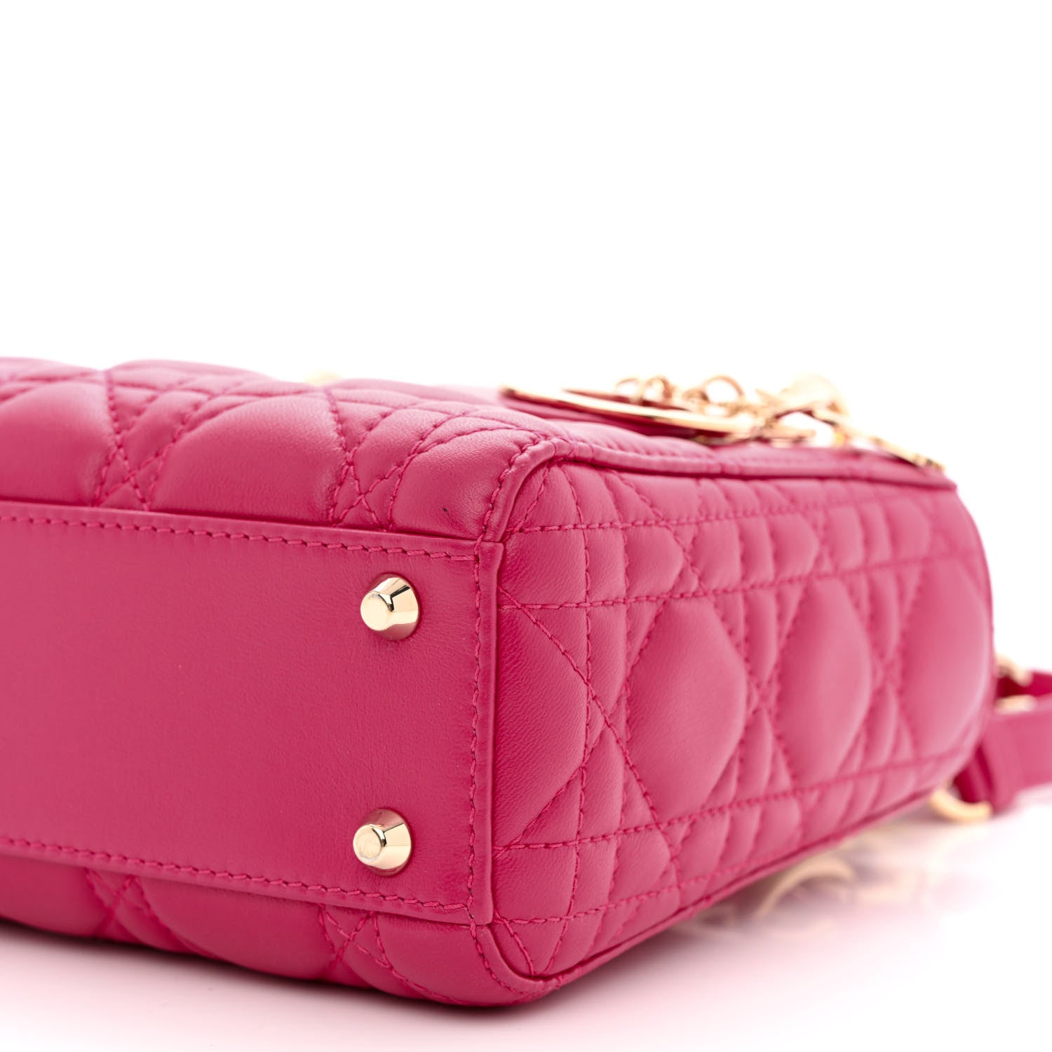 Christian Dior Lambskin Cannage Mini Lady Dior Fuchsia 10 of 10