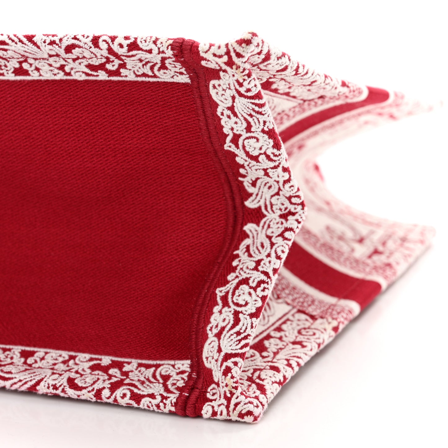 Canvas Embroidered Medium Book Tote Red White