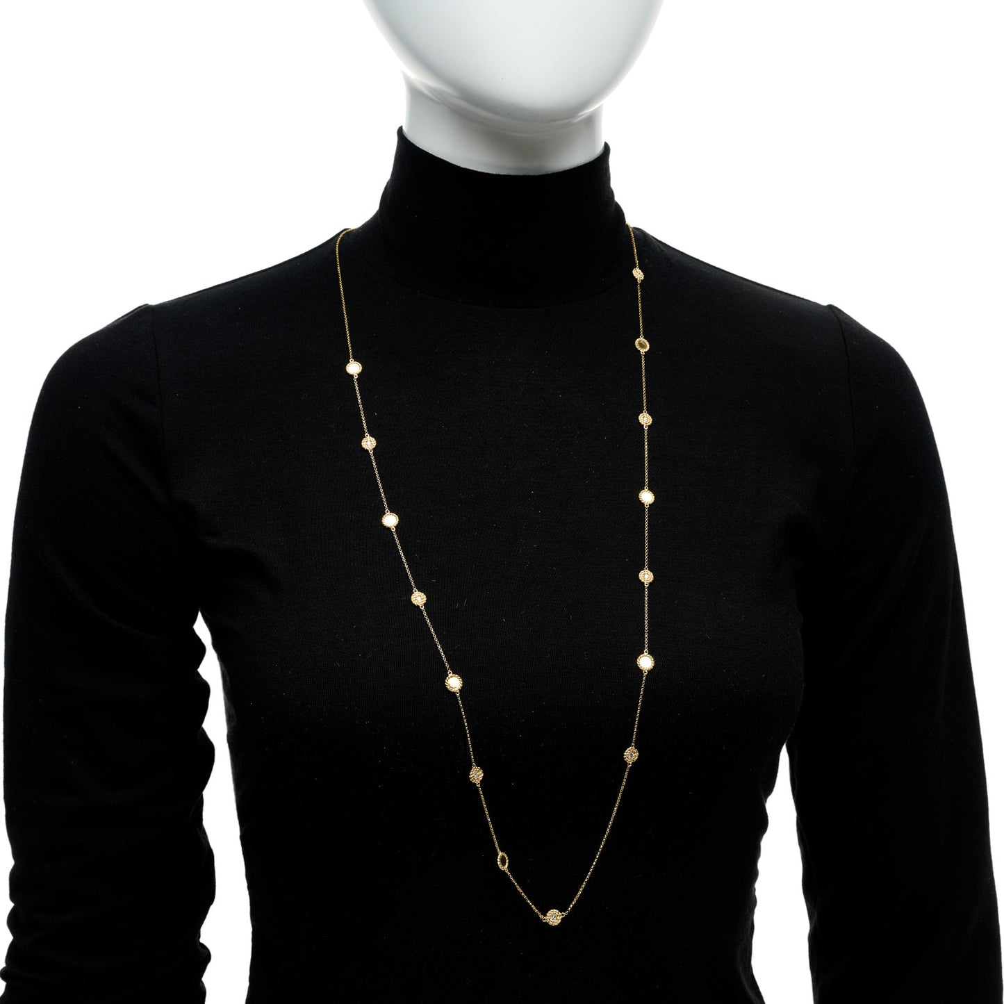 18K Yellow Gold Diamond New Barocco Station Necklace