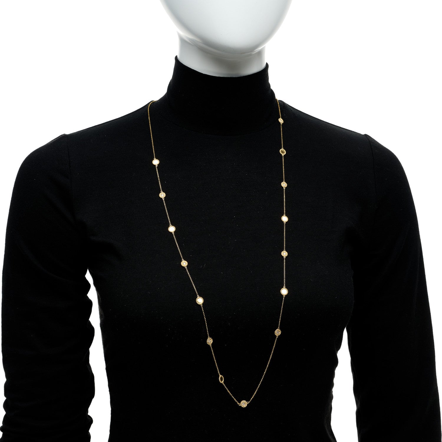 Roberto Coin 18K Yellow Gold Diamond New Barocco Station Necklace 2 of 7