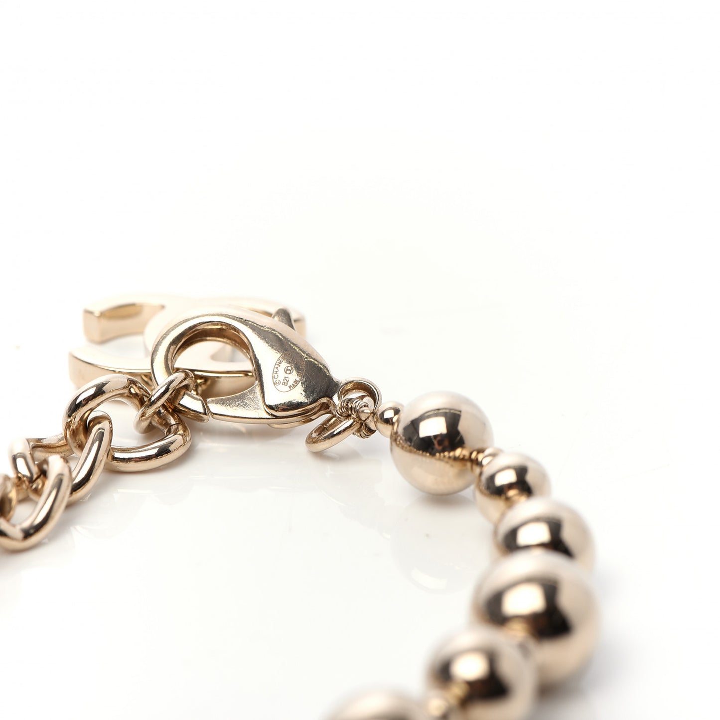 Metal Beaded CC Bracelet Gold