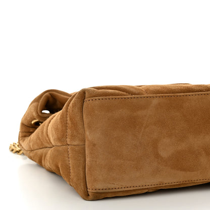 Saint Laurent Suede Calfskin Quilted Small Loulou Puffer Monogram Chain Satchel Cinnamon 9 of 11
