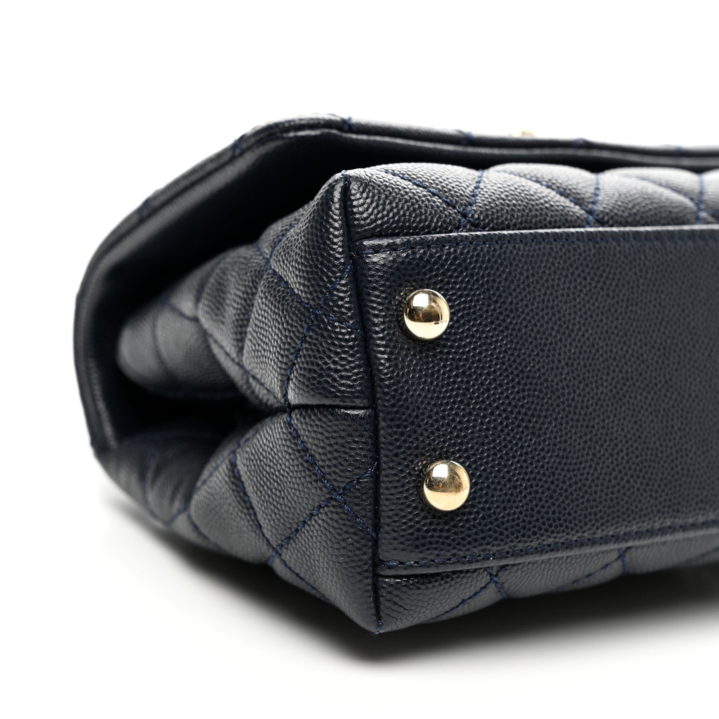 Caviar Lizard Embossed Quilted Extra Mini Coco Handle Flap Navy