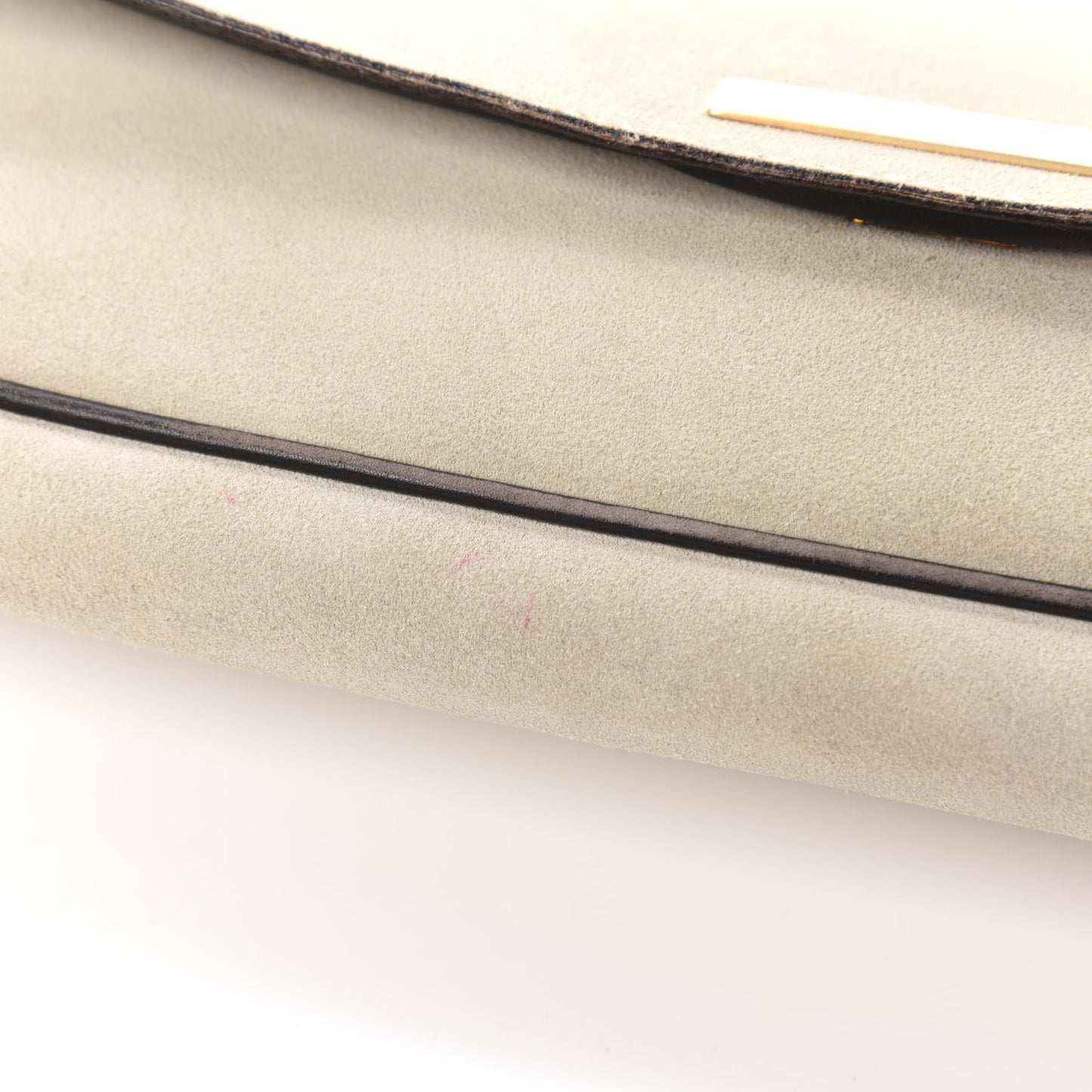 Suede Bamboo Handle Shoulder Bag White