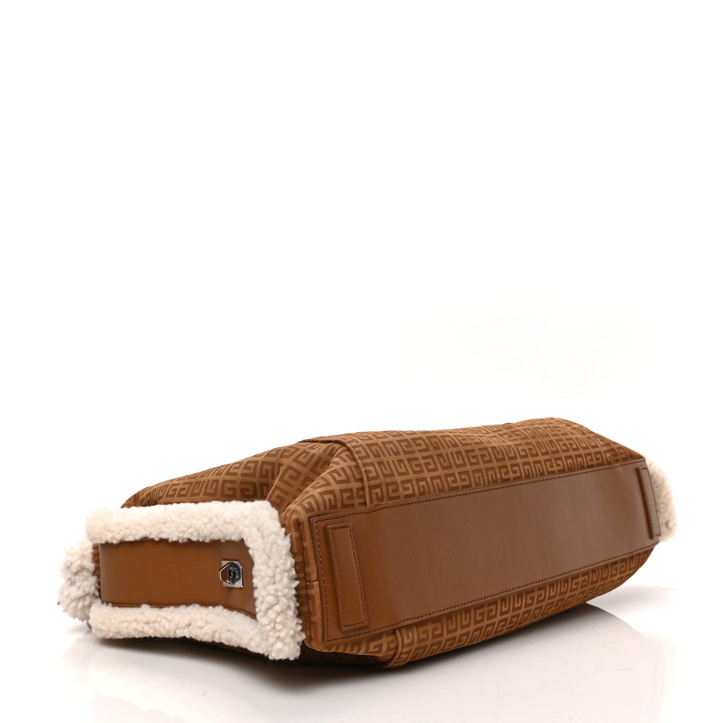 Shearling Suede Medium Soft Lock Antigona Shoulder Bag Tan