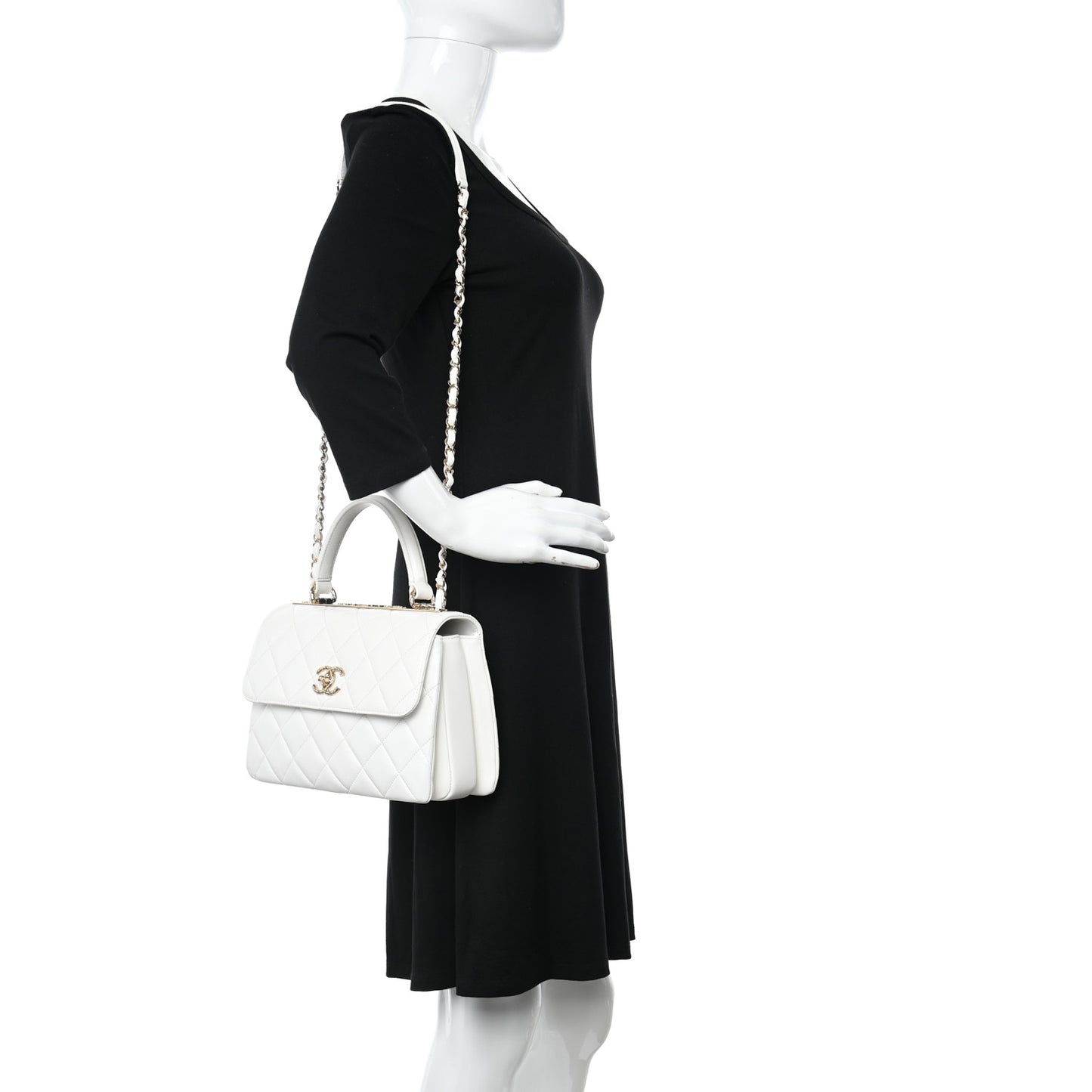Lambskin Quilted Small Trendy CC Dual Handle Flap Bag White