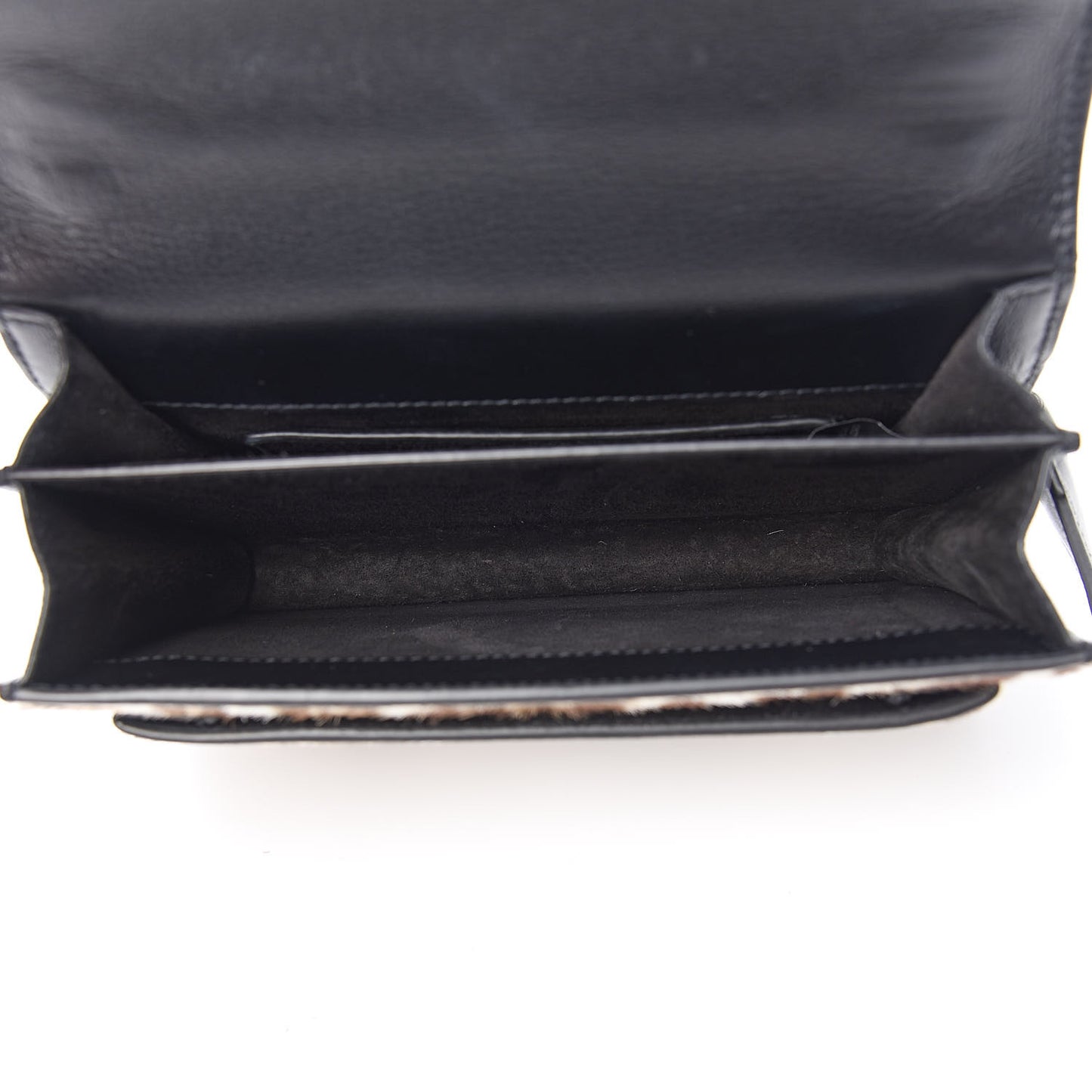 Calf Hair Leopard Print Monogram Small Sunset Chain Wallet Natural Black